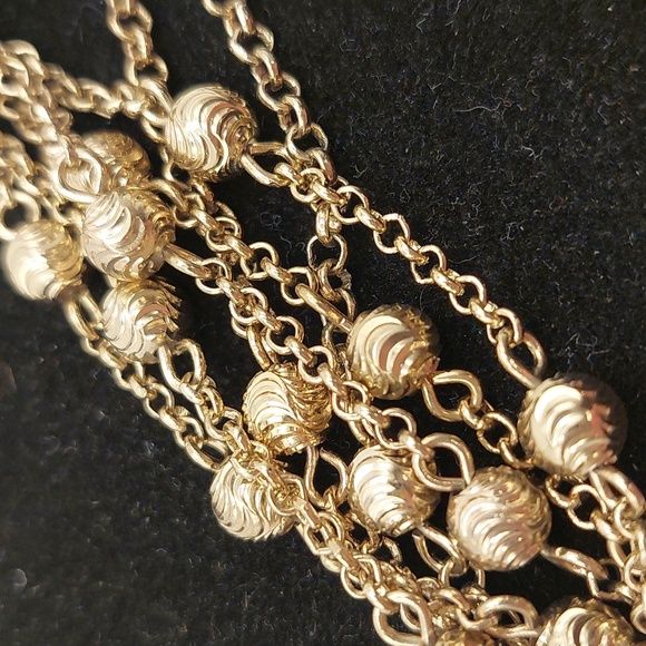 MONET Goldtone Swirly Balls Tassel Necklace EVC - Picture 7 of 12